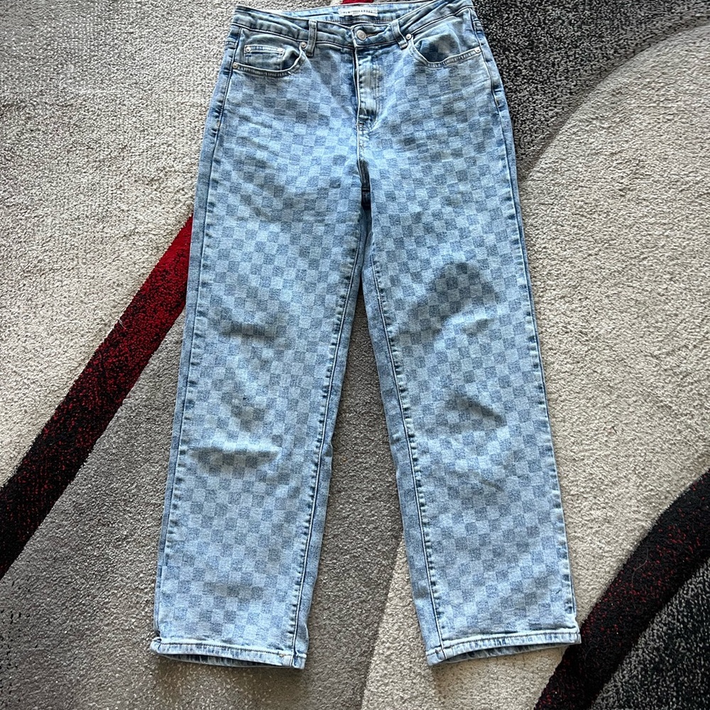 Almost Famous Light Blue Checkered Jeans